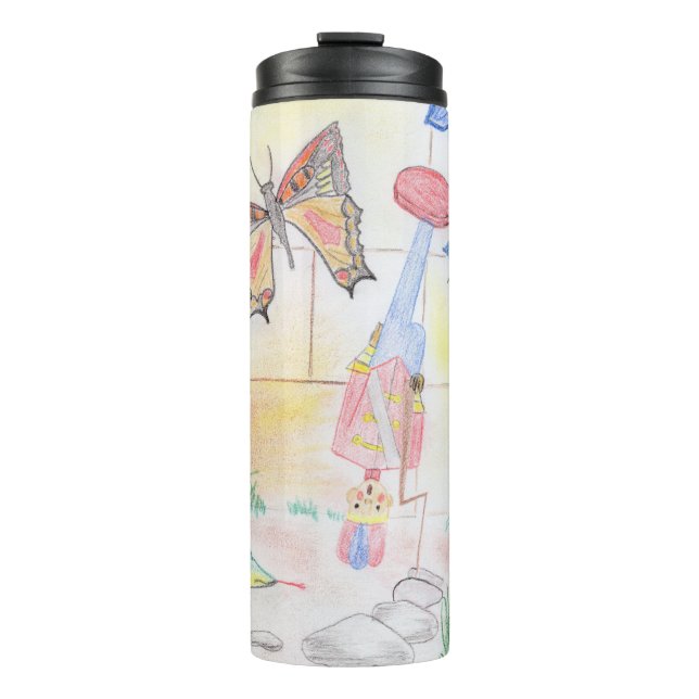 Custom Kids Artwork, Nutcracker toy, butterfly,  Thermal Tumbler (Front)