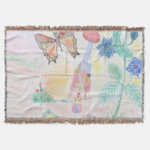 Custom Kids Artwork, Nutcracker toy, butterfly,  Throw Blanket