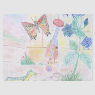 Custom Kids Artwork, Nutcracker toy, butterfly,  Tissue Paper