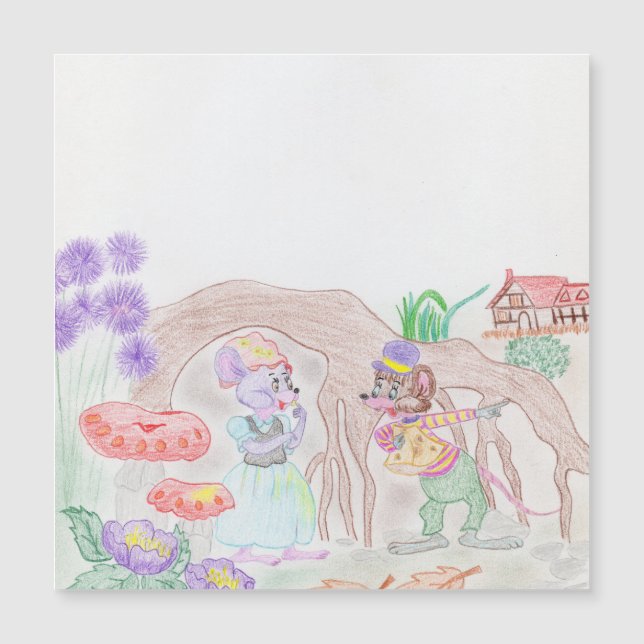 Custom Kids Artwork, two cute mouse, flowers.... (Front)