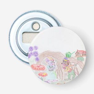 Custom Kids Artwork, two cute mouse, flowers.... Bottle Opener