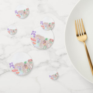 Custom Kids Artwork, two cute mouse, flowers.... Confetti