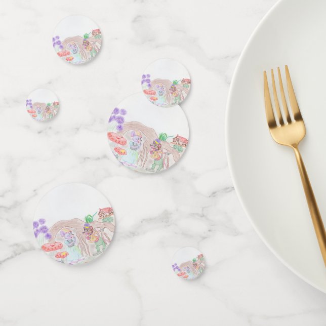 Custom Kids Artwork, two cute mouse, flowers.... Confetti (Group)