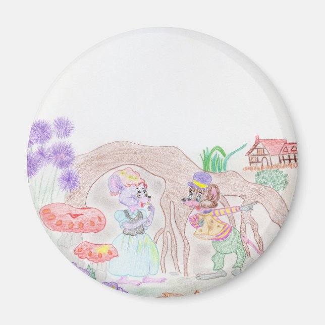 Custom Kids Artwork, two cute mouse, flowers.... Magnet (Front)