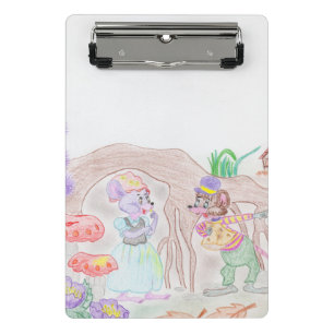 Custom Kids Artwork, two cute mouse, flowers.... Mini Clipboard
