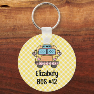 Custom Kids Backpack Bus Info Tag Keychain