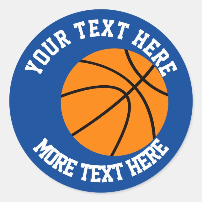 Custom kid's Birthday party favour basketball spor Classic Round Sticker (Front)