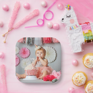 Custom Kids Birthday Photo Paper Plate