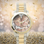 Custom kids children photo names year mom watch<br><div class="desc">Add Your own favourite photo of your family,  kids,  husband,  children,  friends or pet.  Black numbers with minutes.  Personalize and add their names and year,  black letters.
Perfect for your mother,  grandmother on mother's day,  or as a birthday or Christmas gift.</div>