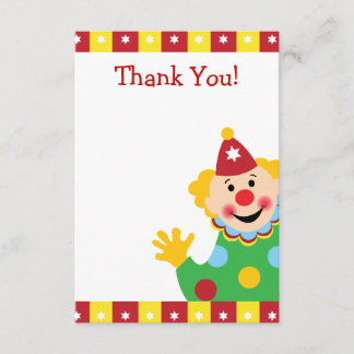 Custom Kids Clown Thank You Card