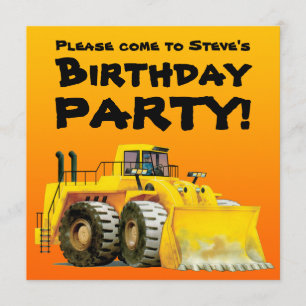 Custom Kid's Digger Party Invitations