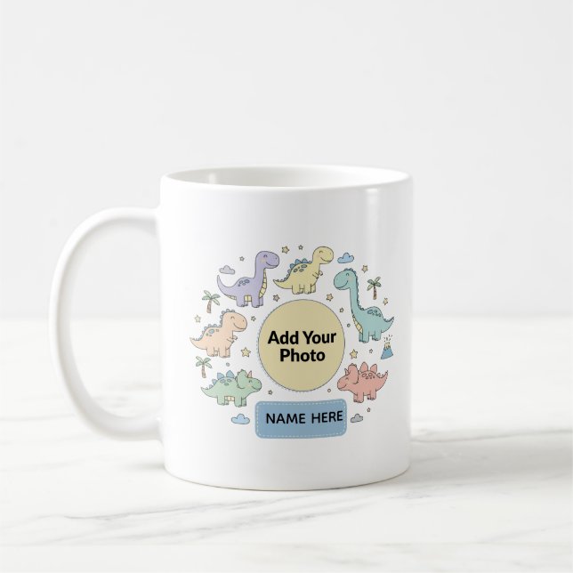 Custom Kids Dinosaur Photo Mug (Left)