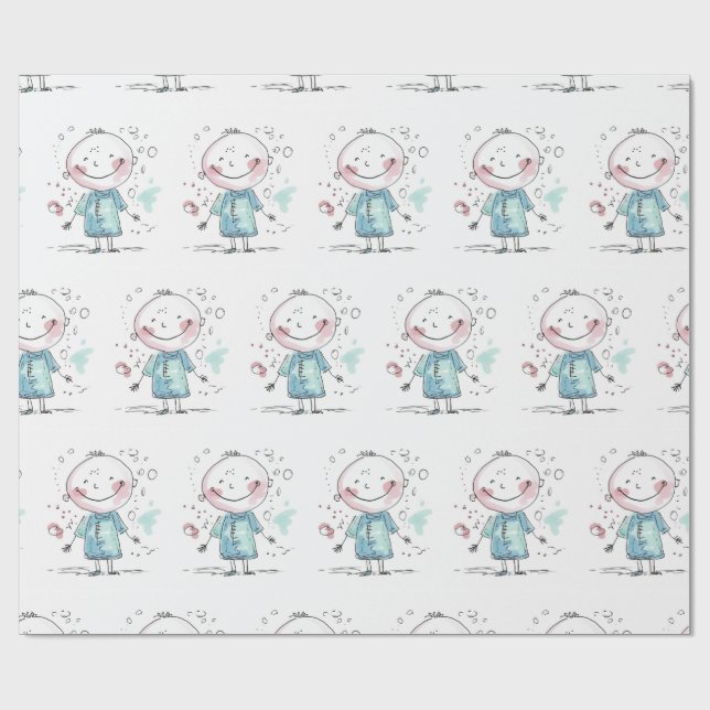 custom kids drawing wrapping paper (Flat)