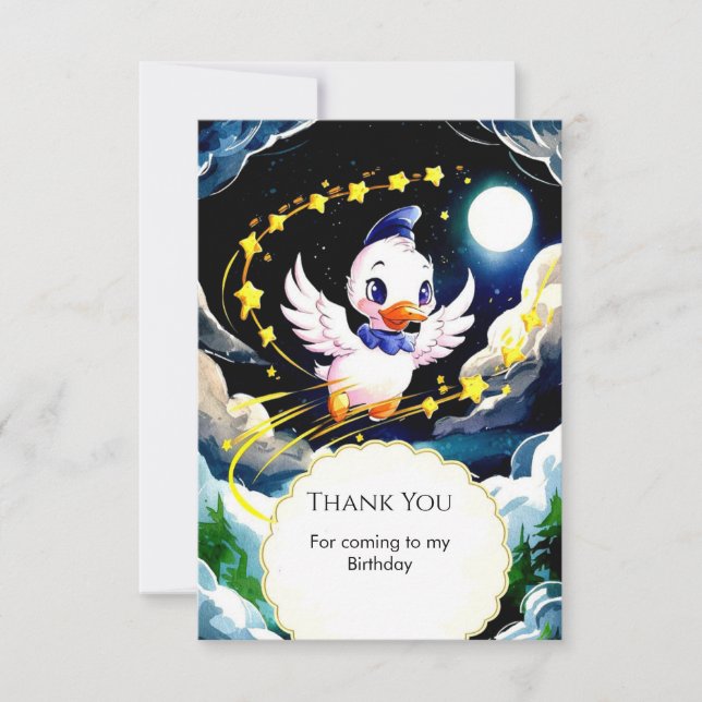 Custom Kids Duck Birthday Thank You Card (Front)