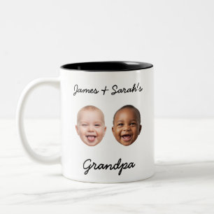 Custom Kids Faces & Names Personalized Grandpa Two-Tone Coffee Mug
