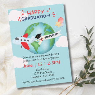 Custom Kids Graduation & QR Code,Photo,Airplane Invitation
