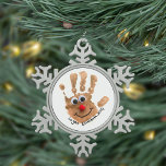 Custom Kids' Handprint Art Keepsake Snowflake Pewter Christmas Ornament<br><div class="desc">Create your own custom designed Christmas ornaments with your child's unique artwork. Upload a photo or scan of your kids' art into the template. Use the design tools to customize the border or background colours. Design a priceless gift for the holidays for grandparents, family and friends. A perfect special childhood...</div>