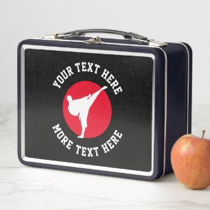 Custom kid's karate kick martial arts design metal lunch box