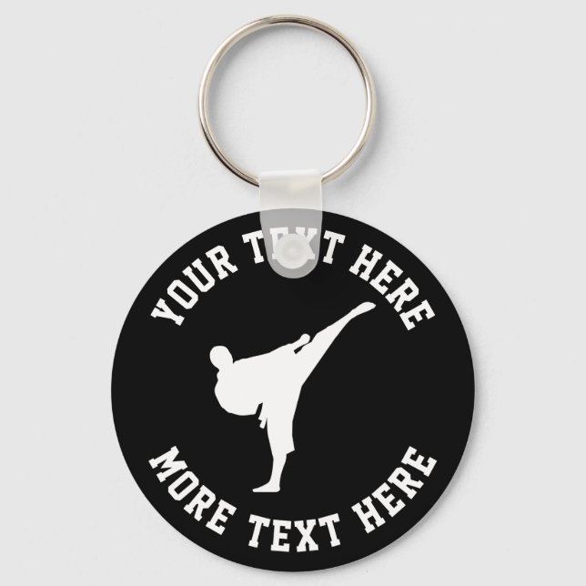 Custom kids karate martial arts Birthday party Keychain (Front)