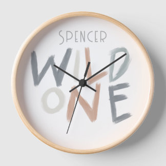 Custom kids name Wild One design for Kids Room Clock
