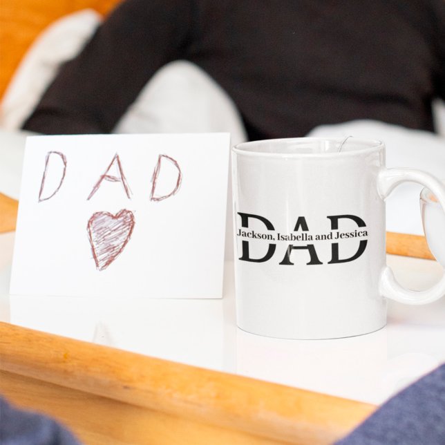 Custom Kids Names Inside The Dad Text For Fathers Coffee Mug (Creator Uploaded)