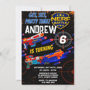 Custom Kids Nerf Birthday Invitation