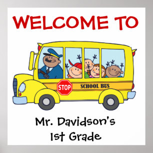 Custom Kids on the School Bus Welcome Poster