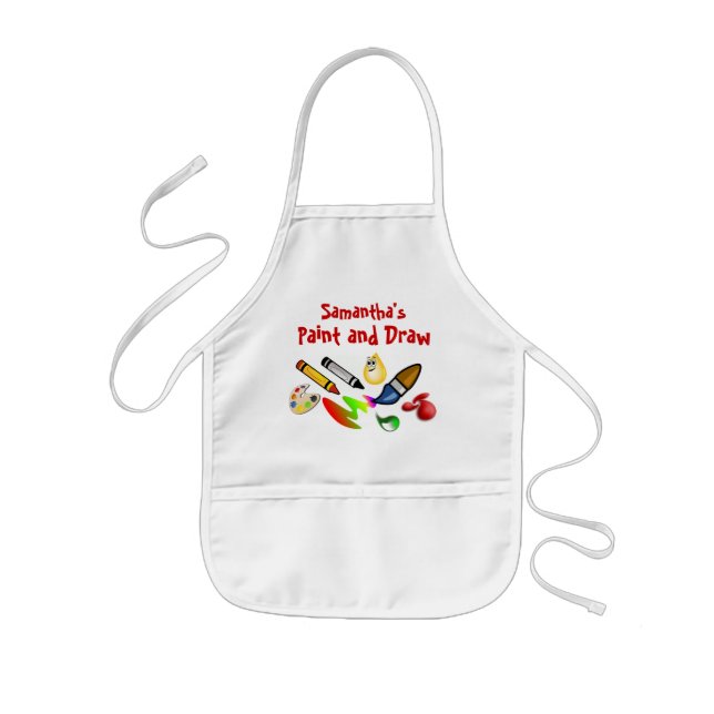 Custom Kids Paint Draw Arts and Crafts Kids Smock Kids Apron (Front)