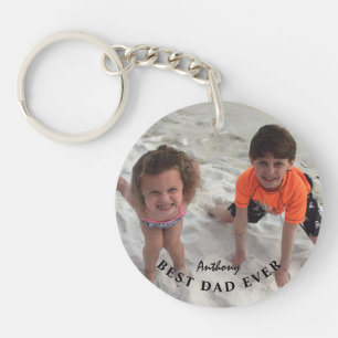 Custom Kids Photo Best Dad Ever Personalized Keychain