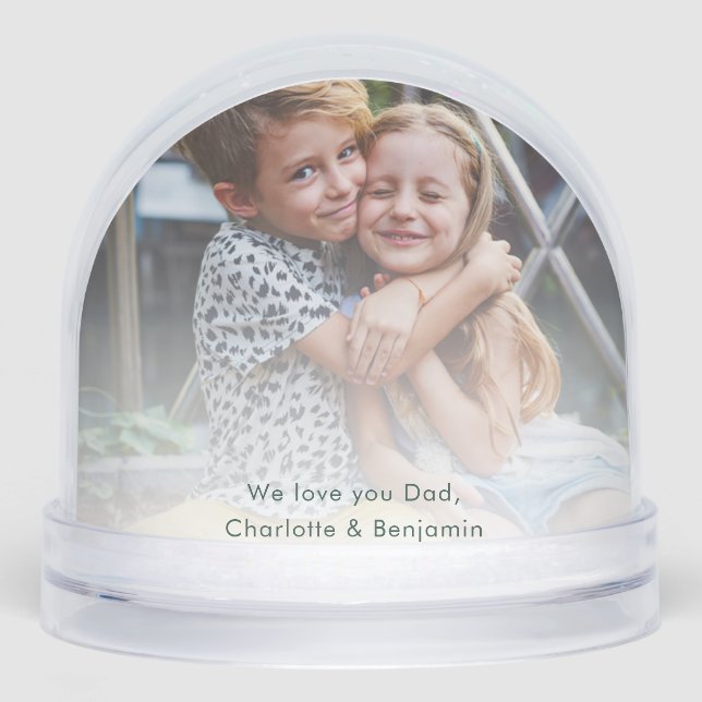 Custom Kids Photo Modern Keepsake Mom and Dad Snowglobe (Front)