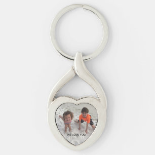 Custom Kids Photo Silver Heart Keychain