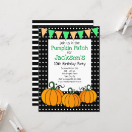Custom Kids Pumpkin Patch Birthday Invitation