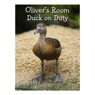 Custom Kids Room Duck on Duty Name Design Poster