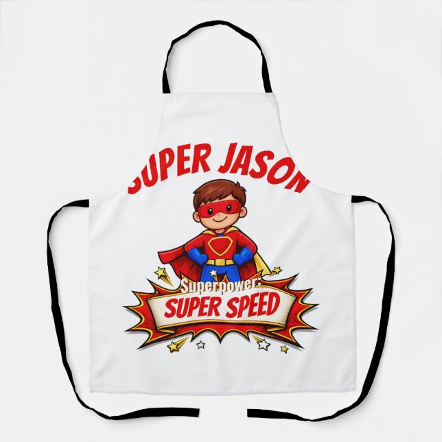 Custom Kids Superhero Name & Superpower Apron (Front)