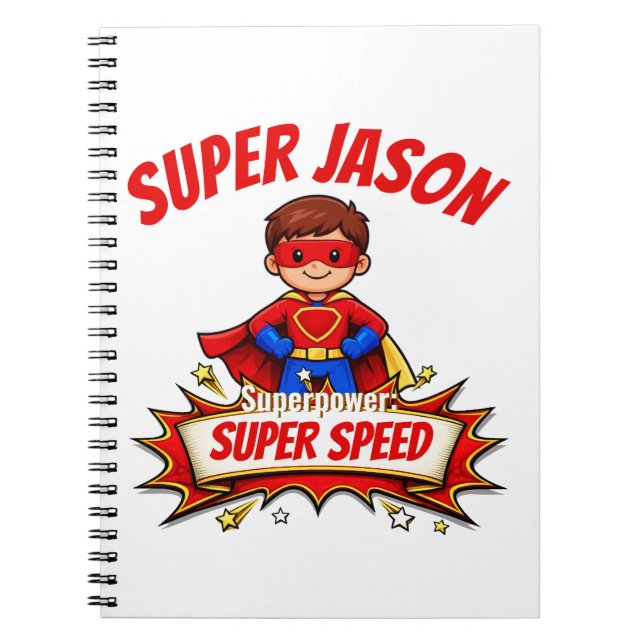 Custom Kids Superhero Name & Superpower Notebook (Front)