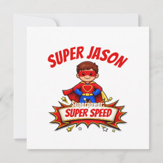 Custom Kids Superhero Name Thank You Card