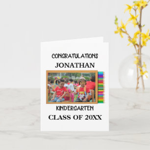 Custom kindergarten graduate chalkboard photo card
