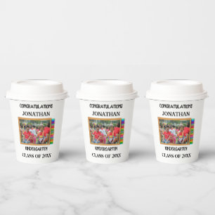 Custom kindergarten graduate chalkboard photo paper cups