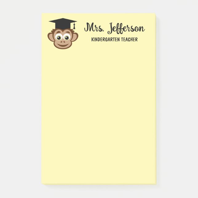 Custom kindergarten school teacher cute monkey post-it notes (Front)