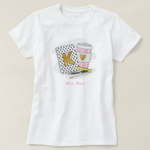 Custom Kindergarten Teacher White Notebook Coffee T-Shirt