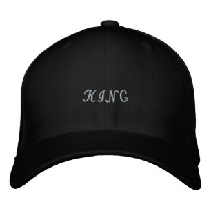 Custom King Text Basic Flexfit Wool Black Colour  Embroidered Hat