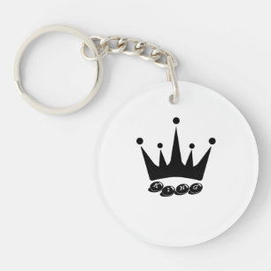 Custom King text Crown Image Circle single-sided Keychain