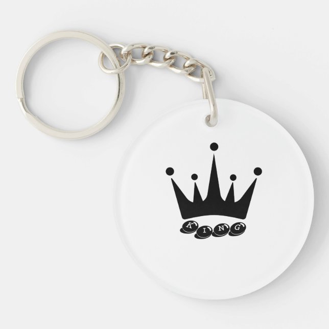 Custom King text Crown Image Circle single-sided Keychain (Front)