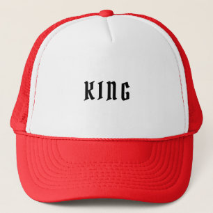 Custom King text name White and Red Colour Caps Ha