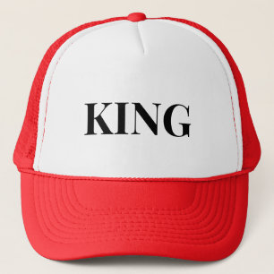 Custom King text name White and Red Colour Caps Ha