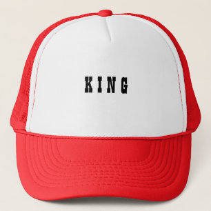 Custom King text name White and Red Colour Caps Ha