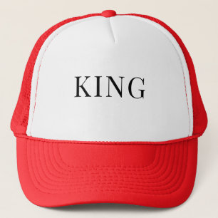 Custom King text name White and Red Colour Caps Ha