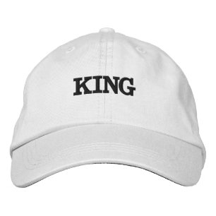 Custom King Text or Name or Word with White Color Embroidered Hat