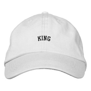 Custom KING text Printed Personalized White-Hat Embroidered Hat