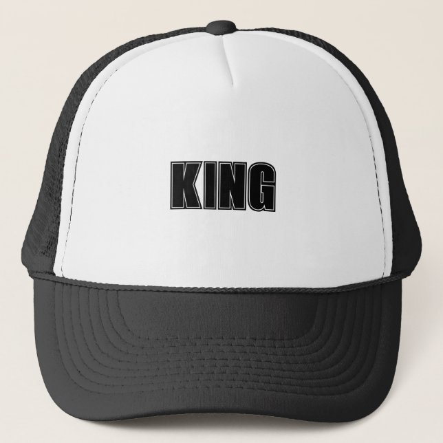 Custom King Text White and Black colour Trucker Ha Hat (Front)